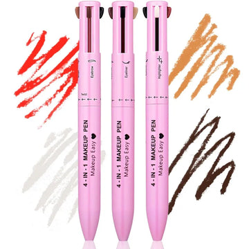 4 in 1 Make Up Pe, Multifunctional Eyebrows Eyeliner Lip Liner Highlighter Makeup Pen, Touch Up 4-in-1 Makeup Pen, Waterproof All In One Makeup Pen Eye Long Lasting