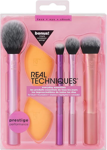 Everyday Essentials Makeup Brush Set with Bonus Miracle Complexion Sponge