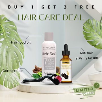 Buy 1 ( Havelyn 7 oils in one Hair Food) & Get 2 Free (Anti Hair Greying Serum & Derma Roller )